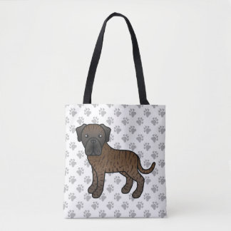 Brindle English Mastiff Cute Cartoon Dog Tote Bag