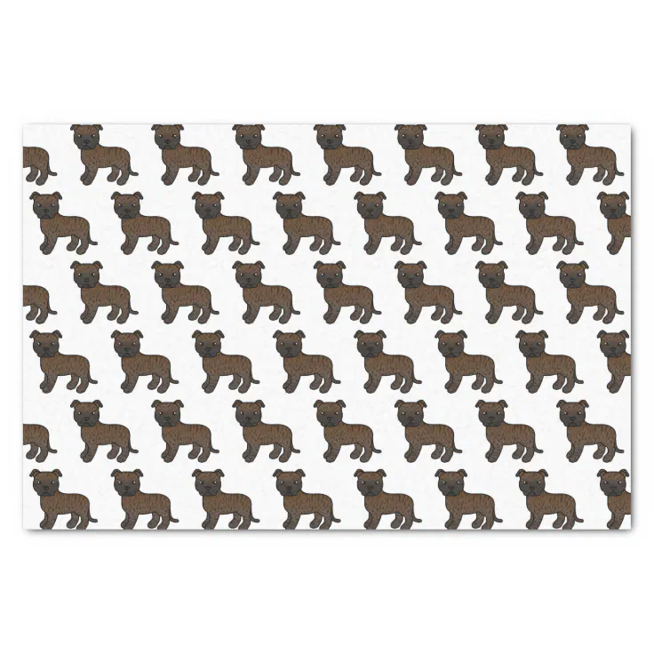 Brindle English Staffie Cute Cartoon Dog Pattern Tissue Paper | Zazzle