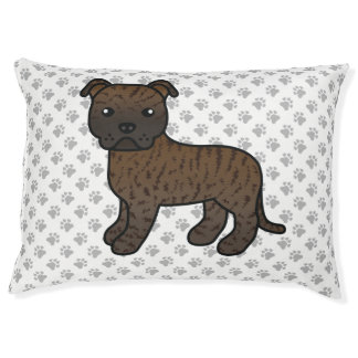 Brindle English Staffie Cute Cartoon Dog &amp; Paws Pet Bed