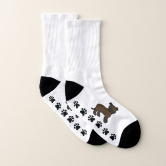 Brindle English Staffie Cute Cartoon Dog &amp; Paws Socks