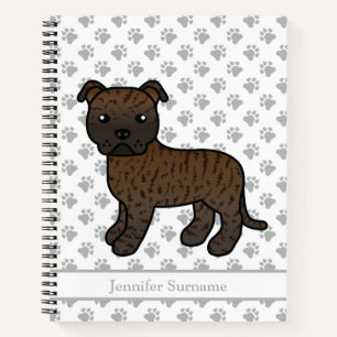 Brindle English Staffie Cute Cartoon Dog & Text Notebook