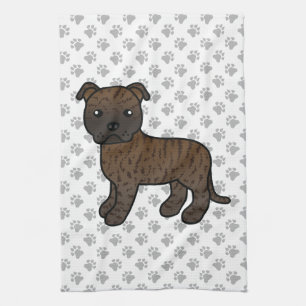Brindle English Staffordshire Bull Terrier Dog Kitchen Towel