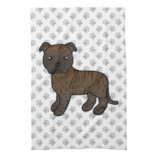Brindle English Staffordshire Bull Terrier Dog Kitchen Towel