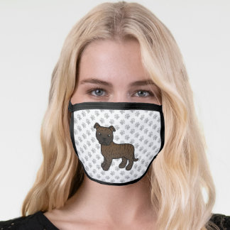 Brindle English Staffordshire Bull Terrier  &amp; Paws Face Mask