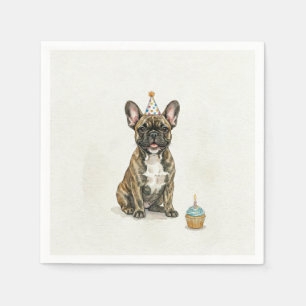 Brindle French Bulldog Birthday Party Hat Cupcake Napkins