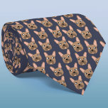 Brindle French Bulldog Blue Neck Tie<br><div class="desc">A fun little Brindle French Bulldog or Frenchie pattern on a dark blue background.  Great for all dog lovers,  pet sitters,  dog walkers and veterinarians.  Original art by Nic Squirrell.</div>