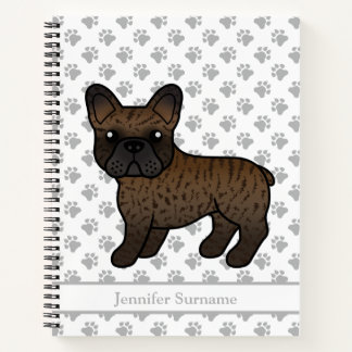 Brindle French Bulldog Cartoon Dog &amp; Custom Text Notebook
