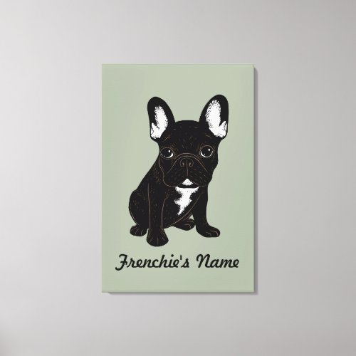 Brindle French Bulldog Custom Name Canvas Print