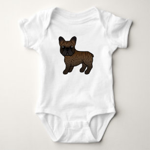Brindle French Bulldog Cute Cartoon Dog Baby Bodysuit