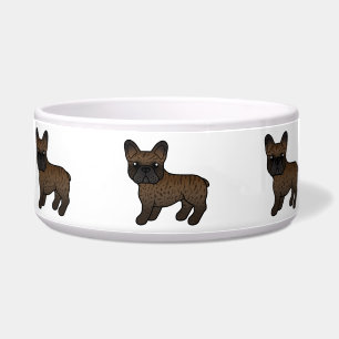 Brindle French Bulldog Cute Cartoon Dog Bowl
