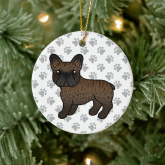 Brindle French Bulldog Cute Cartoon Dog Ceramic Ornament