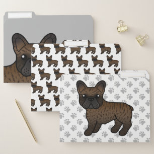 Brindle French Bulldog Cute Cartoon Dog File Folder