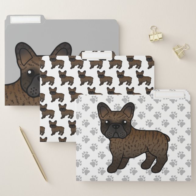 Brindle French Bulldog Cute Cartoon Dog File Folder (Set)