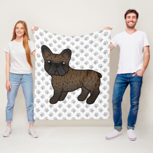 Brindle French Bulldog Cute Cartoon Dog Fleece Blanket