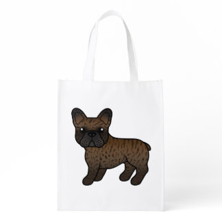 Brindle French Bulldog Cute Cartoon Dog Grocery Bag