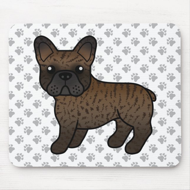 Brindle French Bulldog Cute Cartoon Dog Mouse Pad (Front)