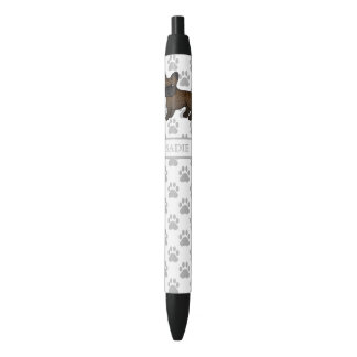 Brindle French Bulldog Cute Cartoon Dog &amp; Name Black Ink Pen