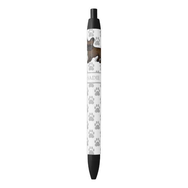 Brindle French Bulldog Cute Cartoon Dog & Name Pen (Front Vertical)