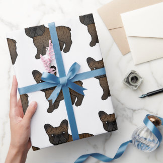Brindle French Bulldog Cute Cartoon Dog Pattern Wrapping Paper