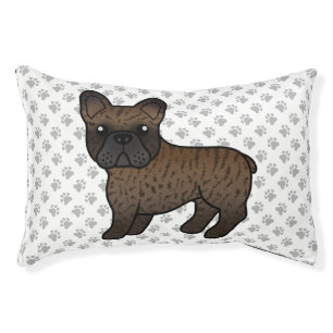 Brindle French Bulldog Cute Cartoon Dog & Paws Pet Bed