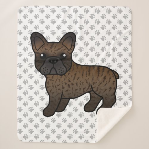 Brindle French Bulldog Cute Cartoon Dog Sherpa Blanket