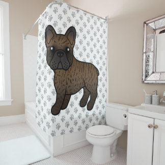 Brindle French Bulldog Cute Cartoon Dog Shower Curtain