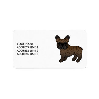 Brindle French Bulldog Cute Cartoon Dog &amp; Text Label