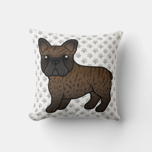 Brindle French Bulldog Cute Cartoon Dog Throw Pillow