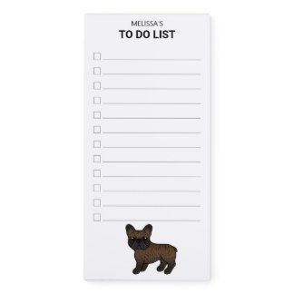 Brindle French Bulldog Cute Cartoon Dog To Do List Magnetic Notepad