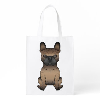 Brindle French Bulldog / Frenchie Cute Cartoon Dog Grocery Bag