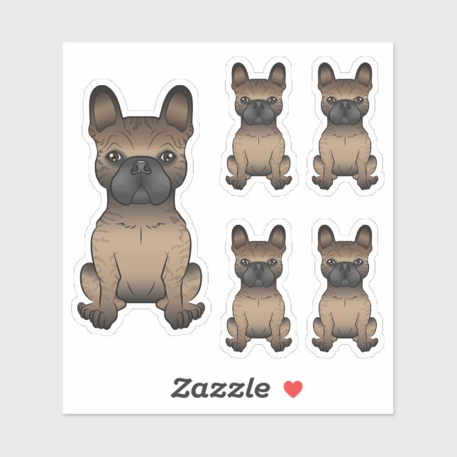 Brindle French Bulldog / Frenchie Cute Cartoon Dog Sticker (Sheet)
