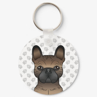 Brindle French Bulldog / Frenchie Cute Dog Head Keychain