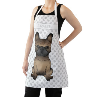 Brindle French Bulldog / Frenchie Cute Dog &amp; Name Apron