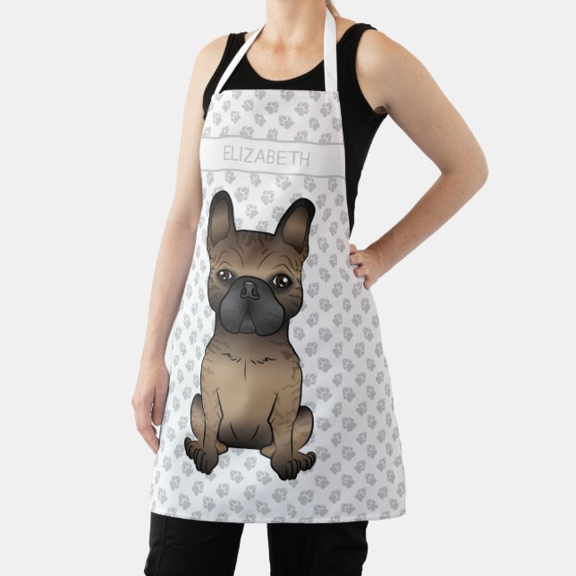 Brindle French Bulldog / Frenchie Cute Dog & Name Apron (Insitu)