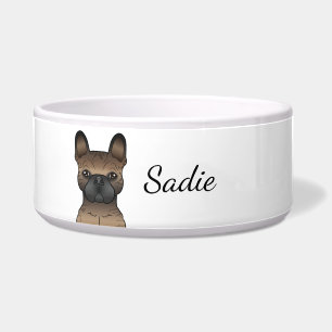 Brindle French Bulldog / Frenchie Cute Dog & Name Bowl