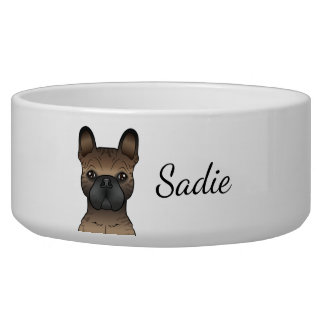 Brindle French Bulldog / Frenchie Cute Dog &amp; Name Bowl