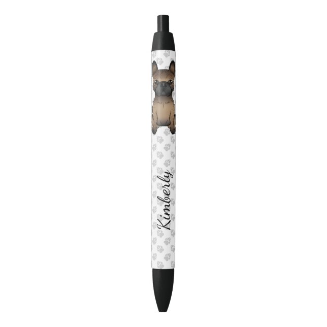 Brindle French Bulldog / Frenchie Cute Dog & Name Pen (Front Vertical)