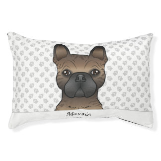 Brindle French Bulldog / Frenchie Cute Dog &amp; Name Pet Bed