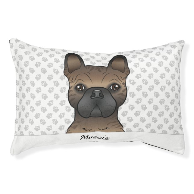 Brindle French Bulldog / Frenchie Cute Dog & Name Pet Bed (Front)