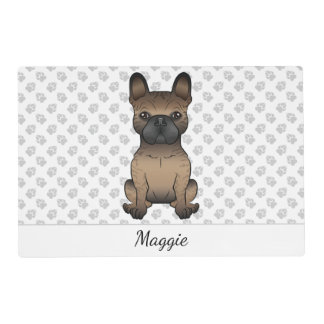 Brindle French Bulldog / Frenchie Cute Dog &amp; Name Placemat