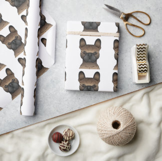 Brindle French Bulldog / Frenchie Cute Dog Pattern Wrapping Paper
