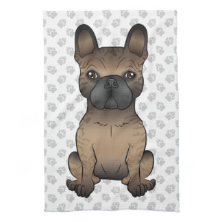 Brindle French Bulldog / Frenchie Cute Dog &amp; Paws Kitchen Towel