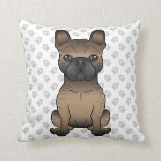 Brindle French Bulldog / Frenchie Cute Dog &amp; Paws Throw Pillow