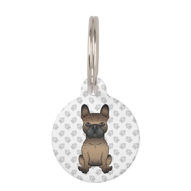 Brindle French Bulldog / Frenchie Dog & Pet's Info Pet ID Tag (Front)