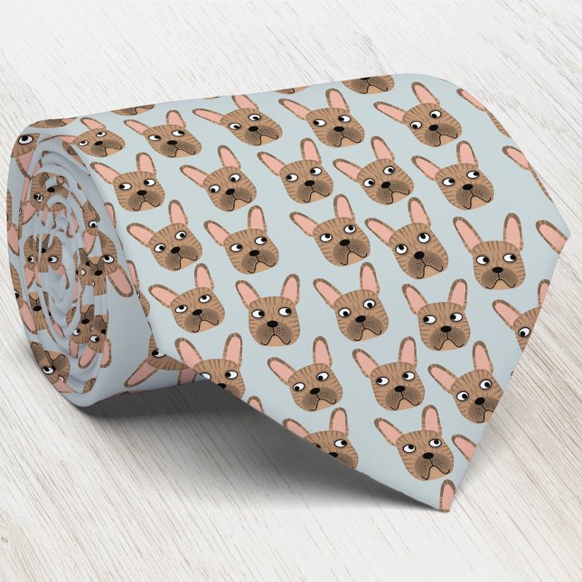 Brindle French Bulldog Neck Tie (Fun Brindle French Bulldog dog pattern art neck tie)