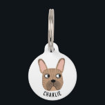 Brindle French Bulldog Pet ID Tag<br><div class="desc">A fun little tiger striped Brindle French Bulldog or Frenchie.  Original art by Nic Squirrell.  Change or remove the name on the front and details on the back to personalize.</div>