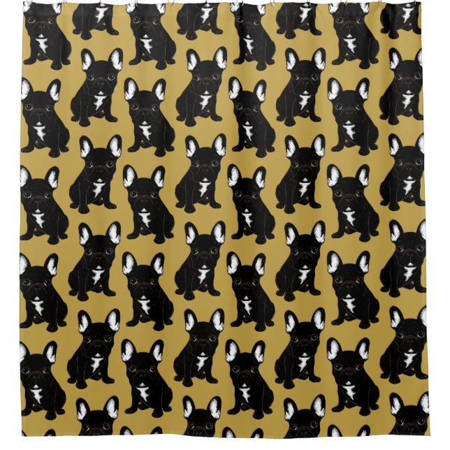 Brindle French Bulldog Shower Curtain (Front)