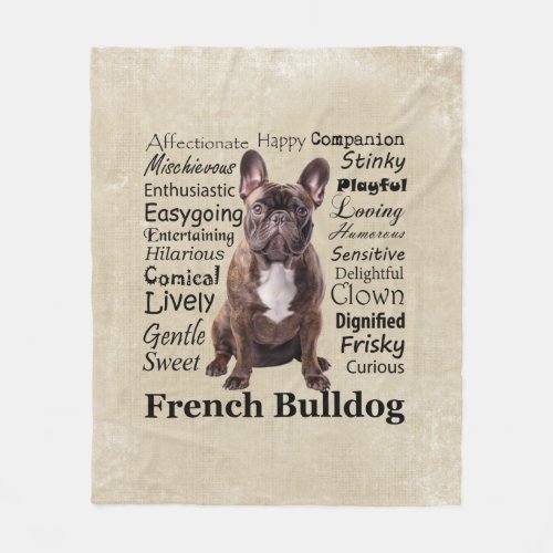 Brindle French Bulldog Traits Fleece Blanket