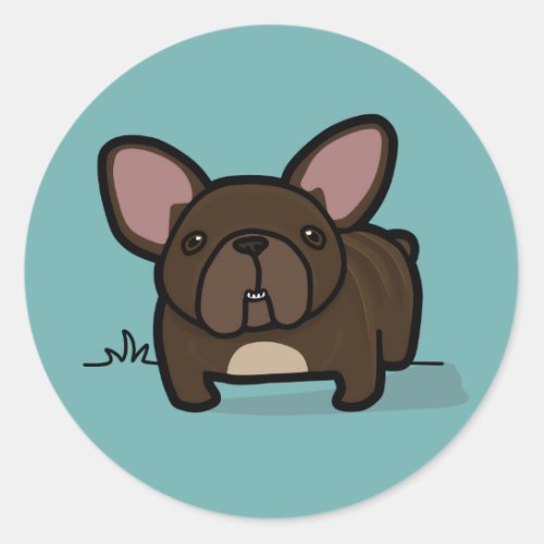 Brindle Frenchie Classic Round Sticker