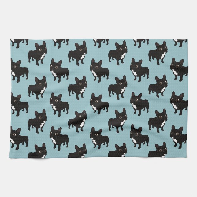 Brindle Frenchie likes to go for a walk Towel (Horizontal)